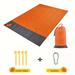 1pc Lightweight Waterproof Beach Mat 55.12*78.74inch/78.74*82.68inch 2 Sizes 210T Polyester Beach Mat Waterproof Machine Washable (1 Beach Mat 4 Fixed Stakes 1 Carabiner 1 Small Packaging)