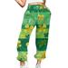 Soft Pants For Women St Pa Day Print Sweatpants High Waist Jogger Stretch Lightweight Casual Business Long Trousers Classic Fashion Golf Office Slacks with Pockets