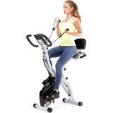 EXIA Folding Magnetic Exercise Bike with Pulse Sensor Upright and Recumbent Stationary Bike with Arm Resistance Bands Ropes 3 in 1 Cycling Indoor Trainer Perfect for Indoor Men Women