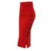 Gzea Pleated Tennis Skirt Pencil Skirt Button Womens Skirt High Ladies Multiple Office Split Size Waisted Skirt Red XXXXL