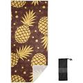 Coolnut Vintage Pineapple Pattern Beach Towel Super Soft Microfiber Sand Free Beach Towels Oversized Camping Pool Towel Lightweight Breathable & Quick Dry Towels 30x60in Washcloth Gift
