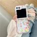 Wavy Phone Case For Samsung Galaxy Z Flip 5 4 3 Cute Hello Kitty Sanrio Blue Kuromi Edge Back Cover