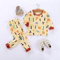 Kids Boys 2 Pieces T-shirt Pants Pajama Set Long Sleeve Little blue dinosaur Pink love rabbit Yellow car Graphic Animal Spring Fall Adorable Home 7-13 Years