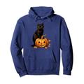 Retro schwarze Katze Halloween Kürbis Kostüm für Damen Herren Kinder Pullover Hoodie