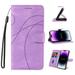 for Samsung Galaxy S23 Case Vintage Embossed Phone Case Wallet Card Holder PU Leather Stand Flip Case Wrist Strap Magnetic Closure Shockproof Protective Cover for Samsung S23 Purple