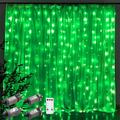 Outdoor Christmas Window Lights 3x3M-300LED Plug in 8 Modes Curtain Light 9 Colors Remote Control Window Wall Hanging Light Warm White RGB for Christmas Decorations Bedroom Wedding Party Garden Indoor