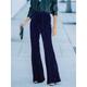 Women's Bell Bottom Pants velvet Trousers Full Length Fashion Streetwear Outdoor Street Black Wine S M Fall Winter