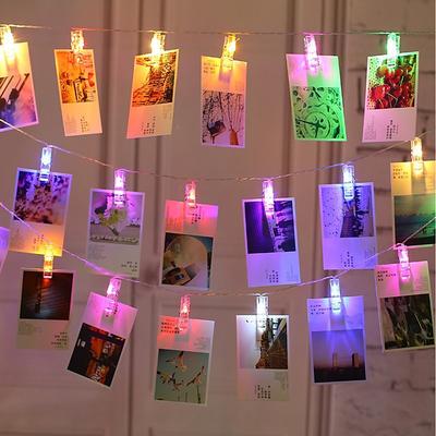 ElegantWeddingReceptionParty LED Photo String Lights 4M with 40 Photo Clips 40 LED for Dorm Bedroom Wall Decor Wedding Decorations Battery Powered or USB Fairy Twinkle Lights Hanging Photos Cards