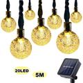 5M 20LED Outdoor String Lights Solar Powered Patio Lights Outside Hanging Globe Garden Easter Decorative Camping Bubble Lights Night Light LED Party Holiday Lights Lamp - (Warm White)