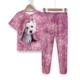 Mädchen 3D Hund Pyjama-Set mit T-Shirt und Hose Rosa Kurzarm 3D-Druck Sommer Frühling Herbst Aktiv Modisch Kuschelig Polyester kinderkleidung 3-12 Jahre Rundhalsausschnitt Heim Normal Innen Regular