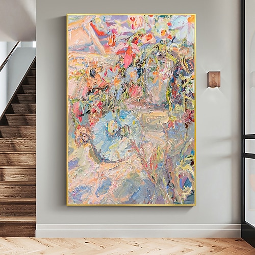 Handgefertigtes Ölgemälde auf Leinwand, Wandkunst-Dekor, originelles strukturiertes Blumengemälde für die Inneneinrichtung mit gespanntem Rahmen/ohne Innenrahmen-Gemälde Image