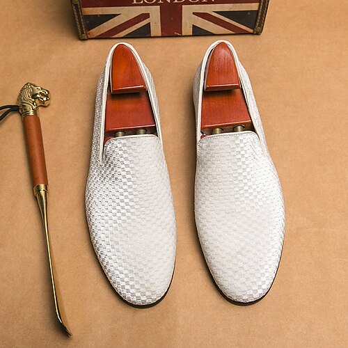 Herren Loafer Slip On Übergrössen Loafer fahren Wanderschuhe Geschäftlich Britisch Hochzeit Party Abend St. Patricks Day Stoff Schwarz Weiß Blau Frühling Herbst Image