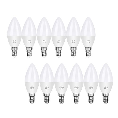 12 Stück, 6 Stück, 6 W, Kerzenkandelaber, LED-Glühbirne, 600 lm, E14, C37, 20 LED-Perlen, SMD 2835, 60 W, Halogenäquivalent, warmkaltweiß, 110–240 V Image