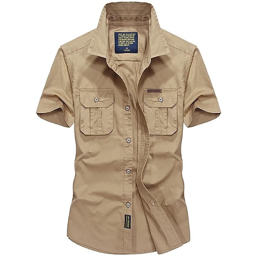 Herren Wanderhemd Taktisches Militärhemd Kurzarm Hemd Oberteil Außen Schnelltrocknend Leicht Atmungsaktiv Sommer Frühling Polyester Blau Armeegrün Kaki Camping / Wandern / Höhlenforschung