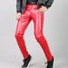 Aayomet Joggers for Men Leather Pants Leggings Tight Elastic Warm Trend Motorcycle Leather Pants (Red 32/L)