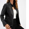 Fall jackets Women s Slim Leather Stand Collar Zip Motorcycle Suit Belt Coat Jacket Tops Classic jacket Coats