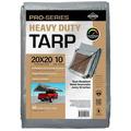 20x20 Heavy Duty Tarp 10 Mil Thick Waterproof Tear & Fade Resistant High Durability UV Treated Grommets Every 18 Inches. (Silver / Brown - Reversible) (20 x 20 Feet)
