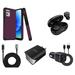 BD Combo Bundle Case for Moto G Power 5G 2023 Case - (Dark Purple) Dual Shockproof Protector Armor Case with Wireless Earbuds Car Charger Wall Charger Digital Display USB-C Cable
