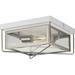 YINCHEN Barlowe Collection 2-Light Stainless Steel Clear Seeded Glass Farmhouse Outdoor Flush Mount Ceiling Light