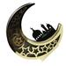 Eid Mubarak Party LED Moon Shape Lantern Wood Glowing Night Light Desk Bedside Lamp for Ramadan Festival Decor Golden