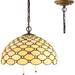 Pendant Light Fixture Cream Amber Bead Stained Glass 16 Inch Hanging Lamp Wide 16 Inch Height 40 Inch S005 Series