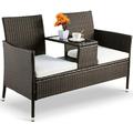 MAMIZO Outdoor Patio Furniture Set Patio Chairs and Table Balcony Furniture Front Porch Furniture Backyard Furniture Rattan Conversation Patio Furniture Wicker Loveseat with Removab