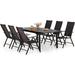 durable & William Outdoor Patio 7 Pieces Dining Set with 6 PE Rattan Chairs and 1 Rectangle Expandable Metal Table Modern Outdoor Furniture with Seat Cushions for Poolside Porch Pa