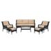 6-Piece Patio Furniture Set Hand-woven Rattan Outdoor Conversation Set for Backyard 3 Seater Sofa 2 Single Chair 2 Ottomans and 1 Coffee Table khaki + Metal + Retro + Garden & Outdoor