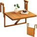 Interbuild Toronto Balcony Folding Deck Table Outdoor Hanging Railing Bar Table FSC Acacia Wood 28 x 23 Inches Adjustable Golden Teak