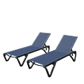 Patio Lounge Chairs Set of 2 Aluminum Plastic Patio Chaise Lounge with 5 Position Adjustable Backrest All Weather Reclining Chair for Poolside Beach Outside Patio Navy Blue
