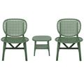 3 Pieces Hollow Design Retro Patio Table Chair Set All Weather Conversation Bistro Set Outdoor Table with Open Shelf and Lounge Chairs with Widened Seat for Balcony Garden Yard Green