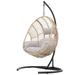Outdoor Indoor Swing Egg Chair Natural color wicker with beige cushion Front Porch Outdoor Patio Furniture Chairs Set