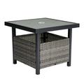 Tcbosik Outdoor Rattan End Table Square Side Table with Storage Space Wicker Side Table for Patio Garden Poolside and Deck Gray
