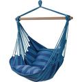 WENZHOU Hammock Chair Hanging Rope Swing Indoor / Outdoor Cotton Hammock Hanging Rope Chair with 2 Cushions for Bedrooms Patio Porch Yard Balcony Tree Swing Chair (Blue 1)