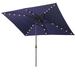 Waterproof Rectangular Patio Umbrella and Solar Lights 6.5 ft. x 10 ft. 26 LED lights Push Button Tilt Crank in NAVY BLUE