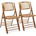 Bamboo Folding Chair Set of 2 Foldable Dining Chair for Outdoor & Indoor Patio Porch Wedding Party Event