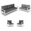Home Square 4-Piece Set with 2 Patio Chairs & Loveseat & Sofa in Gray and White