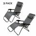 Zero Gravity Patio Adjustable Folding Reclining Chair with Pillow 2PC Grey Front Porch Outdoor Patio Furniture Chairs Set