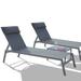Patio Chaise Lounge Set 3 Pieces Adjustable Backrest Pool Lounge Chairs Steel Textilene Sunbathing Recliner with Headrest (Grey 2 Lounge Chair+1 Table)