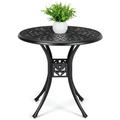 Patio Bistro Table Aluminum Round Patio Table Outdoor Bistro Table with Umbrella Hole Adjustable Foot Pads for Porch Pool Backyard Garden Balcony