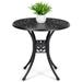 Patio Bistro Table Aluminum Round Patio Table Outdoor Bistro Table with Umbrella Hole Adjustable Foot Pads for Porch Pool Backyard Garden Balcony