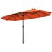 WANLINDZ 15Ft Double-Sided Patio Umbrella Outdoor Extra Large Umbrella W/Hand-Crank System & Air Vents Market Twin Umbrella W/ 12-Rib Sturdy Metal Frame for Poolside Garden Backyard (Orange)