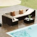 globalamibanetworkte Pamapic 7-Piece Wicker Outdoor Sectional Set Brown