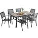 durable VILLA Patio Dining Set 7 Piece 6 Person Outdoor Table and Chairs with 6 Bistro Chair & 60 x 38 Rectangular Large Metal Dining Table(1.57 Umbrella Hole)