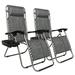 Tcbosik Zero Gravity Chairs Lounge Chair with Pillow and Utility Tray Outdoor Lounge Patio Chair Adjustable Folding Recliner for Deck Patio Beach and Yard 2 Pack Gray