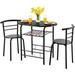 GEROBOOM 3 Piece Dining Set Compact 2 Chairs and Table Set with Metal Frame and Bistro Pub Breakfast Space Saving for Apartment and Kitchen (Natural & Black)