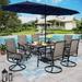 durable & William Patio Dining Set 8 Pieces Outdoor Metal Furniture Set with 13ft Double-Sided Patio Umbrella Beige 6 x Swivel Patio Dining Chairs 1 Wood Like Umbrella Table for Pat