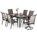 durable VILLA Outdoor Dining Set for 8 Patio Table and Chairs Set with 8 Padded Deep Seating Swivel Dining Chairs & Full Metal Extendable Table Outside Furniture Dining Set for Pool