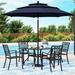 durable & William Patio Dining Set for 6 with 13ft Double-Sided Patio Umbrella 8 Piece Metal Outdoor Table Furniture Set - 6 Outdoor Chairs 1 Rectangle Dining Table and 1 Large Beig