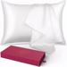 Lacette Silk Pillowcase 2 Pack for Hair and Skin 100% Mulberry Silk Double-Sided Silk Pillow Cases with Hidden Zipper (white Standard size 20 x 26 ) 056402